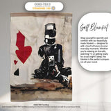 Robots Holding Playing Cards Contemporary Graffiti, All Season Comfort, Stylish Room Decoration - Super Soft Fleece Blanket Bed Sofa Throw