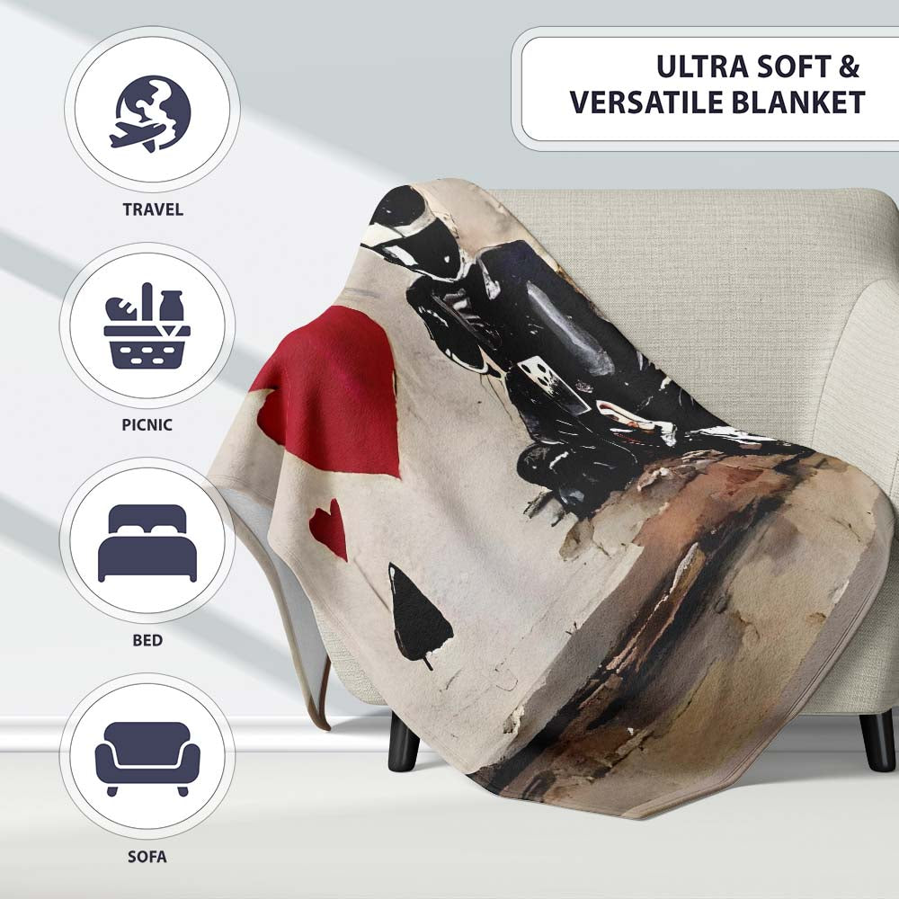 Robots Holding Playing Cards Contemporary Graffiti, All Season Comfort, Stylish Room Decoration - Super Soft Fleece Blanket Bed Sofa Throw