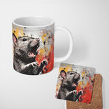 Colour Splash Rat Portrait Street Art 11oz Ceramic Coffee Tea Mug White Large Handle