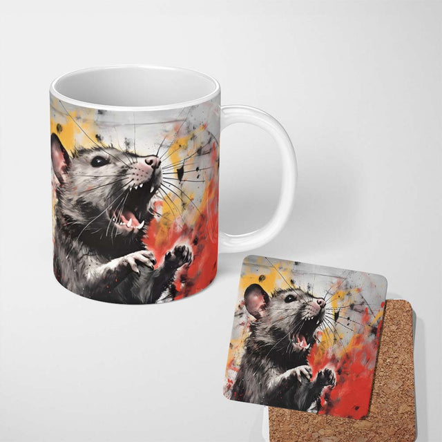 Colour Splash Rat Portrait Street Art 11oz Ceramic Coffee Tea Mug White Large Handle
