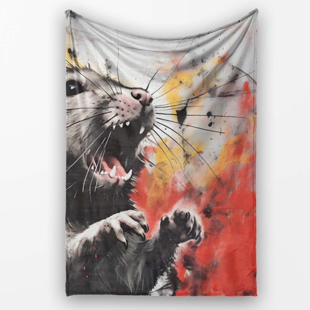 Colour Splash Rat Portrait Street Art, Bedroom Living Room Accent, Thoughtful Housewarming Gift - Super Soft Fleece Blanket Bed Sofa Throw