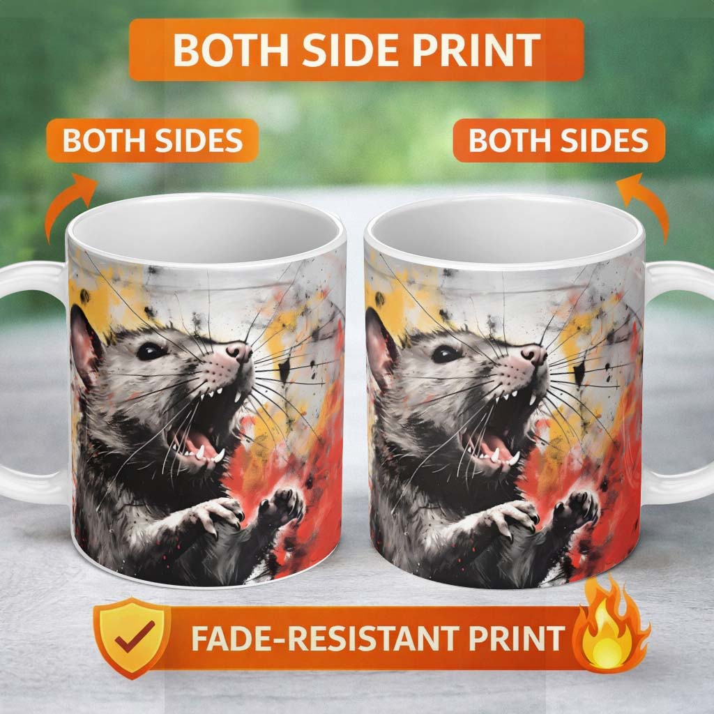 Colour Splash Rat Portrait Street Art 11oz Ceramic Coffee Tea Mug White Large Handle