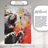 Colour Splash Rat Portrait Street Art, Bedroom Living Room Accent, Thoughtful Housewarming Gift - Super Soft Fleece Blanket Bed Sofa Throw