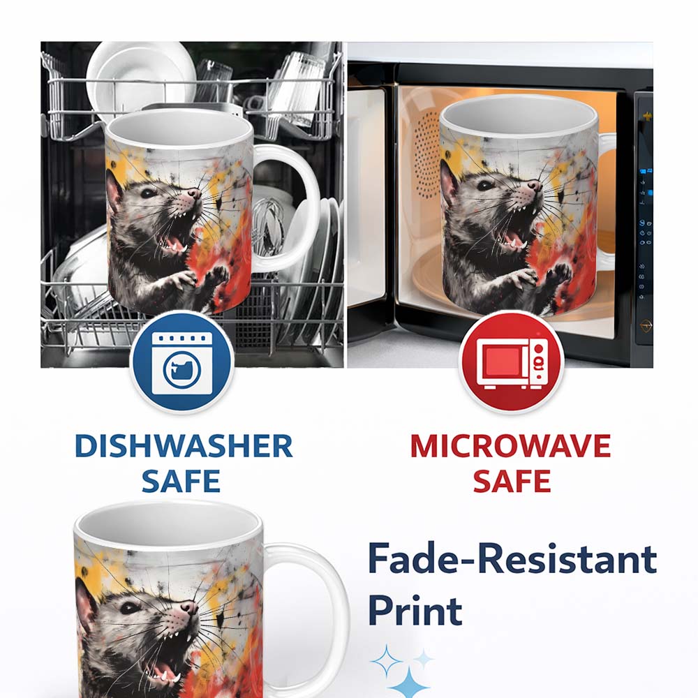 Colour Splash Rat Portrait Street Art 11oz Ceramic Coffee Tea Mug White Large Handle