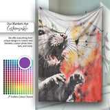 Colour Splash Rat Portrait Street Art, Bedroom Living Room Accent, Thoughtful Housewarming Gift - Super Soft Fleece Blanket Bed Sofa Throw