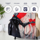 Devil Offering Red Heart Street Art, Cozy Home Decor, Lightweight Warm Gift, All Season Comfort - Super Soft Fleece Blanket Bed Sofa Throw
