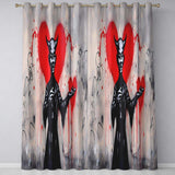 Devil Offering Red Heart Street Art Striking Elegant Design for Modern Home Decor Readymade Eyelet Ring Top Thermal 100% Blackout Curtains