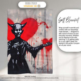 Devil Offering Red Heart Street Art, Cozy Home Decor, Lightweight Warm Gift, All Season Comfort - Super Soft Fleece Blanket Bed Sofa Throw