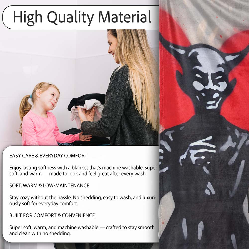 Devil Offering Red Heart Street Art, Cozy Home Decor, Lightweight Warm Gift, All Season Comfort - Super Soft Fleece Blanket Bed Sofa Throw