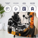 Zen Monk Meditation Graffiti, Cozy Home Decor, All Season Comfort, Thoughtful Housewarming Gift - Super Soft Fleece Blanket Bed Sofa Throw