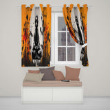 Zen Monk Meditation Graffiti Contemporary Expressive Design for Modern Home Decor Readymade Eyelet Ring Top Thermal 100% Blackout Curtains