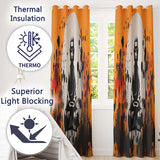 Zen Monk Meditation Graffiti Contemporary Expressive Design for Modern Home Decor Readymade Eyelet Ring Top Thermal 100% Blackout Curtains