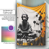 Zen Monk Meditation Graffiti, Cozy Home Decor, All Season Comfort, Thoughtful Housewarming Gift - Super Soft Fleece Blanket Bed Sofa Throw