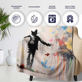 Child Surrounded by Butterflies and Wildflowers Street Art, Comfortable Premium All Season Gift - Super Soft Fleece Blanket Bed Sofa Throw