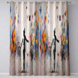 Child Surrounded by Butterflies and Wildflowers Street Art Distinctive Home Decor Readymade Eyelet Ring Top Thermal 100% Blackout Curtains