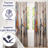 Child Surrounded by Butterflies and Wildflowers Street Art Distinctive Home Decor Readymade Eyelet Ring Top Thermal 100% Blackout Curtains