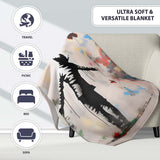 Child Surrounded by Butterflies and Wildflowers Street Art, Comfortable Premium All Season Gift - Super Soft Fleece Blanket Bed Sofa Throw