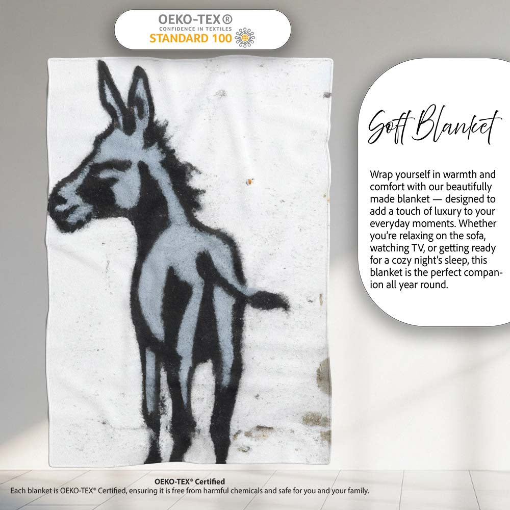 Smoking Donkey Humorous Graffiti, Cozy Home Decor, All Season Comfort, Comfortable Everyday Use - Super Soft Fleece Blanket Bed Sofa Throw