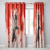 Running Child with Red Paint Splatter Street Art Unique Artwork for Bedroom Decor Readymade Eyelet Ring Top Thermal 100% Blackout Curtains