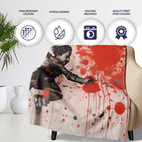 Running Child with Red Paint Splatter Street Art, All Season Comfort, Gift for Adults and Teens - Super Soft Fleece Blanket Bed Sofa Throw