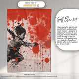 Running Child with Red Paint Splatter Street Art, All Season Comfort, Gift for Adults and Teens - Super Soft Fleece Blanket Bed Sofa Throw