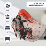 Running Child with Red Paint Splatter Street Art, All Season Comfort, Gift for Adults and Teens - Super Soft Fleece Blanket Bed Sofa Throw