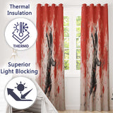 Running Child with Red Paint Splatter Street Art Unique Artwork for Bedroom Decor Readymade Eyelet Ring Top Thermal 100% Blackout Curtains