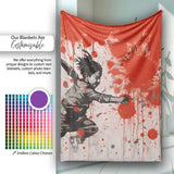 Running Child with Red Paint Splatter Street Art, All Season Comfort, Gift for Adults and Teens - Super Soft Fleece Blanket Bed Sofa Throw