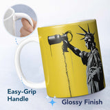Statue of Liberty Holding Megaphone Graffiti 11oz Ceramic Coffee Tea Mug White Large Handle
