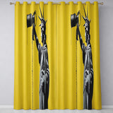 Statue of Liberty Holding Megaphone Graffiti Expressive Artwork for Bedroom Decor Readymade Eyelet Ring Top Thermal 100% Blackout Curtains