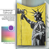 Statue of Liberty Holding Megaphone Graffiti, Comfortable Everyday Use, Stylish Room Decoration - Super Soft Fleece Blanket Bed Sofa Throw