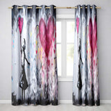 Girl Reaching for Pink Heart Balloon Street Art Vibrant Artwork for Bedroom Decor Readymade Eyelet Ring Top Thermal 100% Blackout Curtains