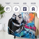 Albert Einstein Colour Splash Portrait Graffiti, Bedroom Living Room Accent, All Season Comfort - Super Soft Fleece Blanket Bed Sofa Throw