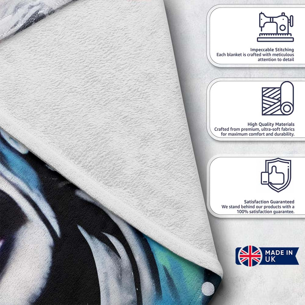Albert Einstein Colour Splash Portrait Graffiti, Bedroom Living Room Accent, All Season Comfort - Super Soft Fleece Blanket Bed Sofa Throw