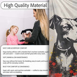 Dog Portrait with Red and Yellow Flowers, Bedroom Living Room Accent, Decorative Wall Art Style - Super Soft Fleece Blanket Bed Sofa Throw