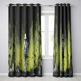 Lone Figure in Green Toxic Landscape Street Art Vibrant Artwork for Bedroom Decor Readymade Eyelet Ring Top Thermal 100% Blackout Curtains