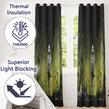 Lone Figure in Green Toxic Landscape Street Art Vibrant Artwork for Bedroom Decor Readymade Eyelet Ring Top Thermal 100% Blackout Curtains