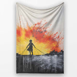 Girl Walking Dogs at Sunset Silhouette, Decorative Wall Art Style, Thoughtful Housewarming Gift - Super Soft Fleece Blanket Bed Sofa Throw