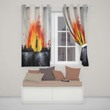 Girl Walking Dogs at Sunset Silhouette Modern Contemporary Artwork for Home Decor Readymade Eyelet Ring Top Thermal 100% Blackout Curtains