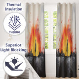 Girl Walking Dogs at Sunset Silhouette Modern Contemporary Artwork for Home Decor Readymade Eyelet Ring Top Thermal 100% Blackout Curtains
