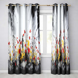 Solitary Figure in Red and Yellow Wildflower Field Decorative Artistic Home Decor Readymade Eyelet Ring Top Thermal 100% Blackout Curtains