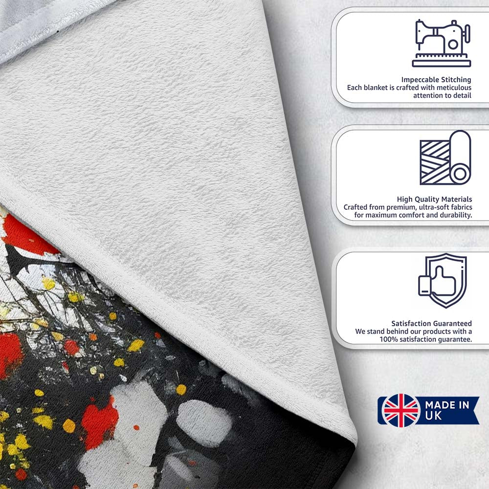 Solitary Figure in Red and Yellow Wildflower Field, All Season Comfort, Stylish Room Decoration - Super Soft Fleece Blanket Bed Sofa Throw