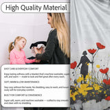 Solitary Figure in Red and Yellow Wildflower Field, All Season Comfort, Stylish Room Decoration - Super Soft Fleece Blanket Bed Sofa Throw
