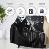 Dark Smiling Clown Monochrome Graffiti, Decorative Wall Art Style, Thoughtful Housewarming Gift - Super Soft Fleece Blanket Bed Sofa Throw