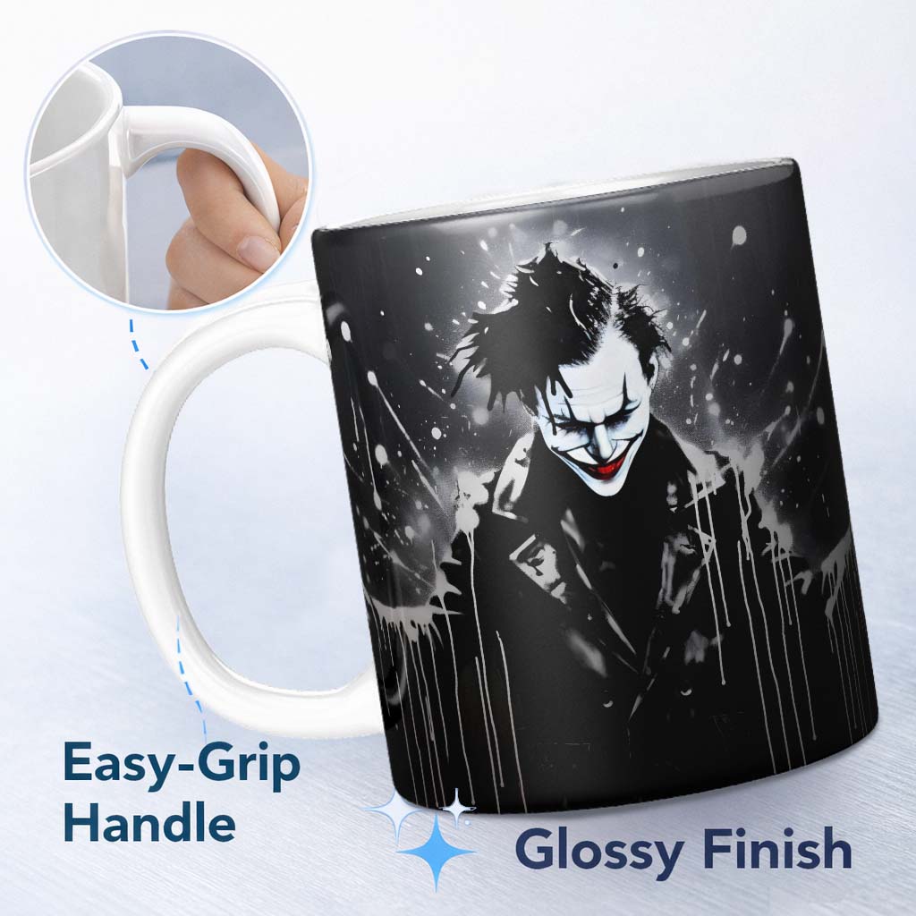 Dark Smiling Clown Monochrome Graffiti 11oz Ceramic Coffee Tea Mug White Large Handle