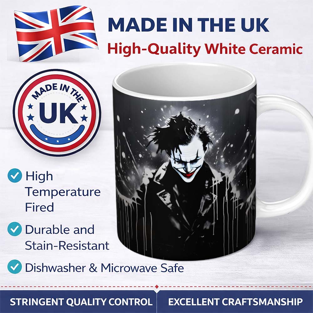 Dark Smiling Clown Monochrome Graffiti 11oz Ceramic Coffee Tea Mug White Large Handle