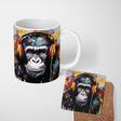 Chimpanzee with Colourful Headphones Pop Art 11oz Ceramic Coffee Tea Mug White Large Handle