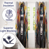 Chimpanzee with Colourful Headphones Pop Art Bold Artistic Artwork for Home Decor Readymade Eyelet Ring Top Thermal 100% Blackout Curtains