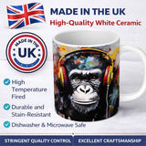 Chimpanzee with Colourful Headphones Pop Art 11oz Ceramic Coffee Tea Mug White Large Handle