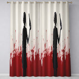 Woman Holding Celebration Bottle Silhouette Modern Elegant Artwork for Home Decor Readymade Eyelet Ring Top Thermal 100% Blackout Curtains